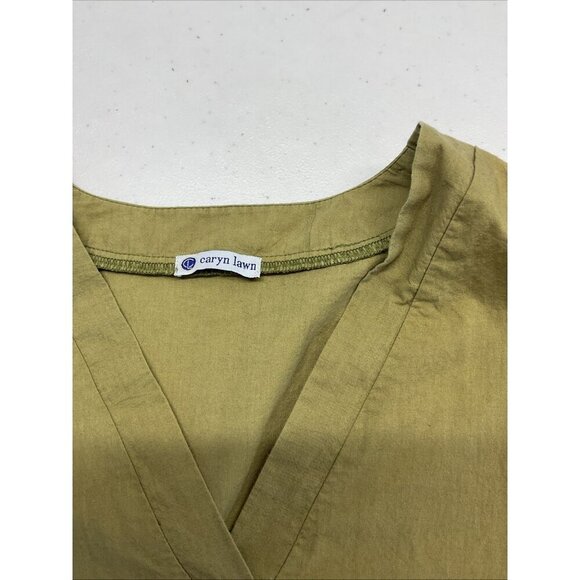 Caryn Lawn Dress Womens One Size Green Pockets Tiered Midi puff sleeve - Picture 7 of 13